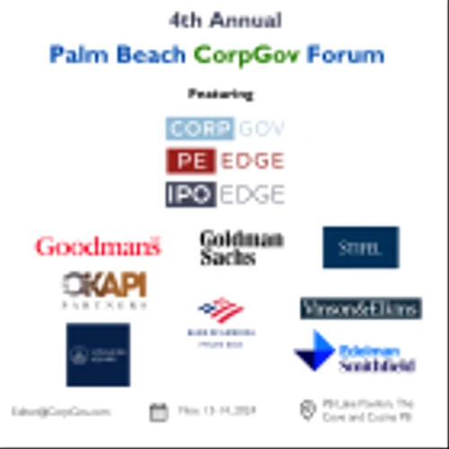 Agenda: 4th Annual Palm Beach CorpGov Forum with Goldman Sachs, Goodmans Nov 13-14
