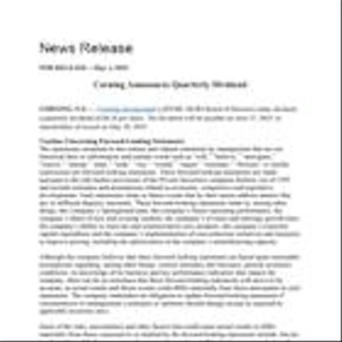Corning Announces Quarterly Dividend