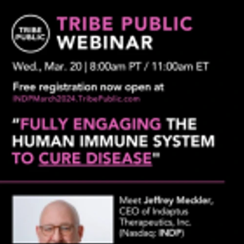 Indaptus Therapeutics to Participate in Tribe Public Webinar On Wednesday, March 20, 2024