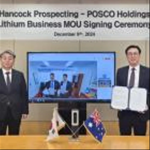 Posco and Hancock sign lithium processing partnership agreement