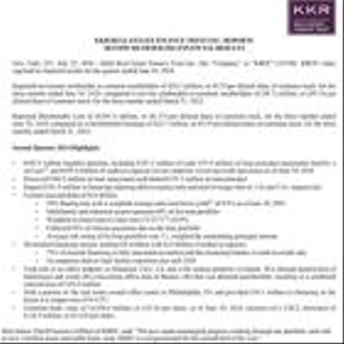 KKR Real Estate Finance Trust Inc. Reports Second Quarter 2024 Results