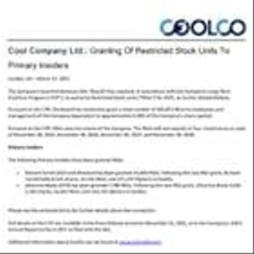 Cool Company Ltd.: Granting of Restricted Stock Units to Primary Insiders