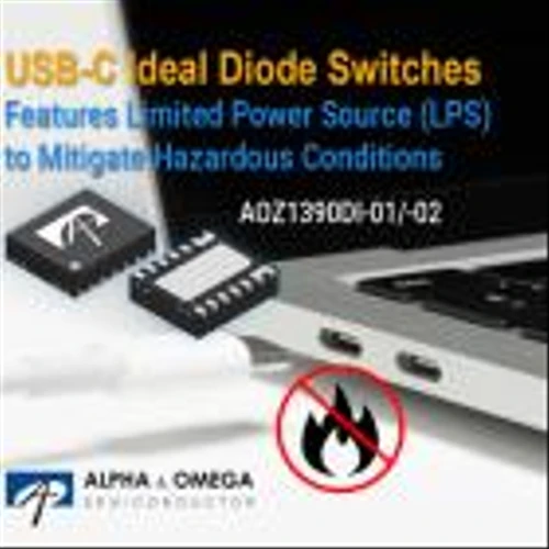 Alpha and Omega Semiconductor Introduces an Ideal Diode Protection Switch with Limited Power Source (LPS) Feature as a Safeguard for Multiport USB-C Applications