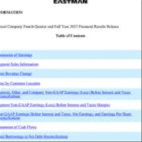 Eastman Announces Fourth-Quarter and Full-Year 2023 Financial Results