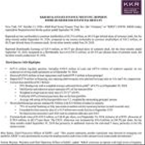 KKR Real Estate Finance Trust Inc. Reports Third Quarter 2024 Results