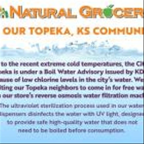 Natural Grocers® Provides Free Filtered Water to Communities Affected by Boil Water Advisory in Topeka, KS