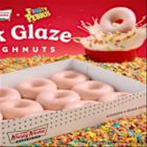 Krispy Kreme and Fruity PEBBLES collaborate on milk glaze doughnut