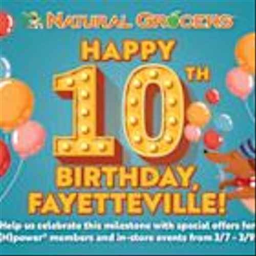 Natural Grocers® Celebrates 10th Anniversary of Fayetteville, Arkansas store, March 7-9, 2025
