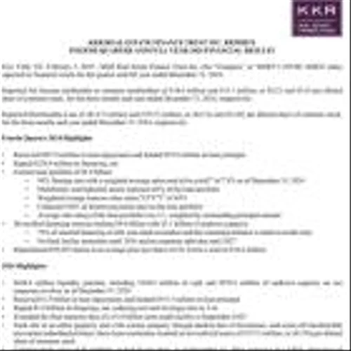 KKR Real Estate Finance Trust Inc. Reports Fourth Quarter 2024 Results
