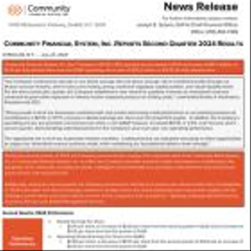 Community Financial System, Inc. Reports Second Quarter 2024 Results
