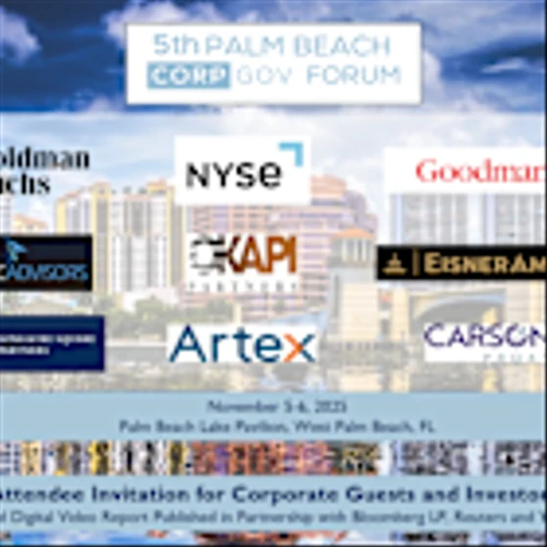 Final Agenda: 5th Palm Beach CorpGov Forum Nov 5-6 with NYSE and Goldman Sachs