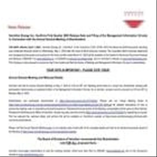 Vermilion Energy Inc. Confirms First Quarter 2025 Release Date and Filing of the Management Information Circular in Connection with the Annual General Meeting of Shareholders