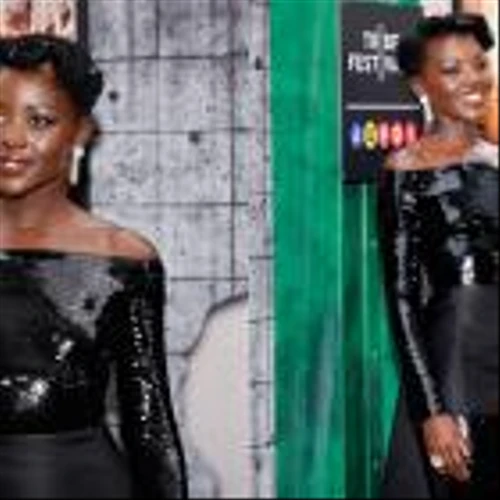 Lupita Nyong’o Shimmers in Sequined Off-the-shoulder Prada Jumpsuit and Satin Miniskirt at ‘A Quiet Place: Day One’ Premiere