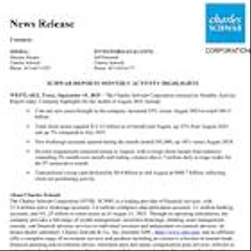 Schwab Reports Monthly Activity Highlights