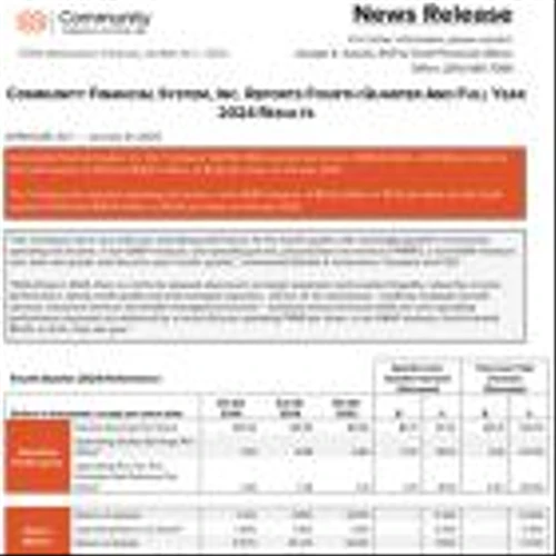Community Financial System, Inc. Reports Fourth Quarter and Full Year 2024 Results
