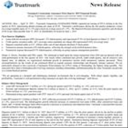 Trustmark Corporation Announces First Quarter 2025 Financial Results