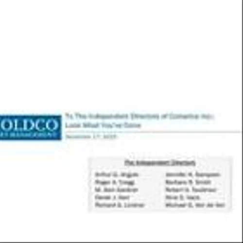 HOLDCO ASSET MANAGEMENT RELEASES PRESENTATION TO THE INDEPENDENT DIRECTORS OF COMERICA INC.