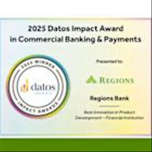 Leading through Innovation: Regions Bank Earns 2025 Datos Impact Gold Award for Best Innovation in Product Development