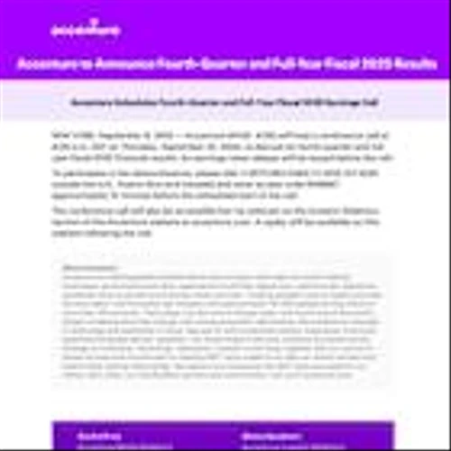 Accenture to Announce Fourth-Quarter and Full-Year Fiscal 2025 Results